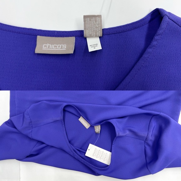 Chico's Purple Pullover High Low 3/4 Sleeve Blouse - Picture 13 of 14